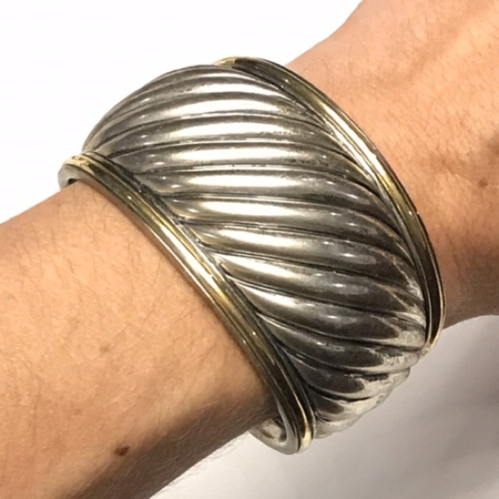DAVID YURMAN Two-Tone Sculpted Cable Cuff Bracelet - Picture 1 of 7